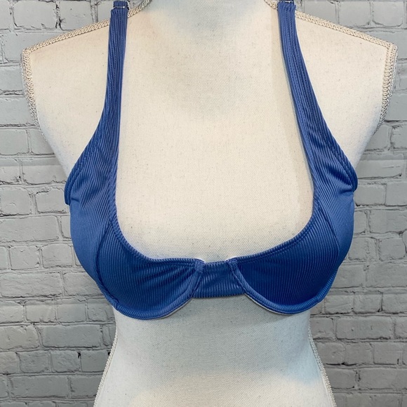 ZAFUL Bikini Top Ribbed Underwire Blue-12 and 16 - Picture 2 of 4